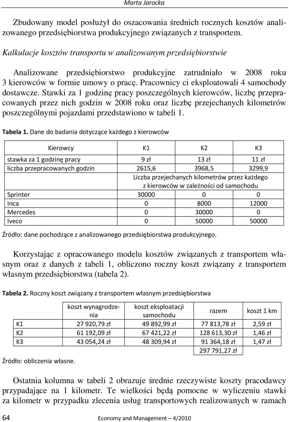 Pracownicy ci eksploatowali 4 samochody dostawcze.