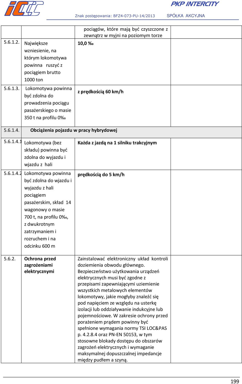 Obciążenia pojazdu w pracy hybrydowej 5.6.1.4.1.Lokomotywa (bez składu) powinna być zdolna do wyjazdu i wjazdu z hali 5.6.1.4.2.