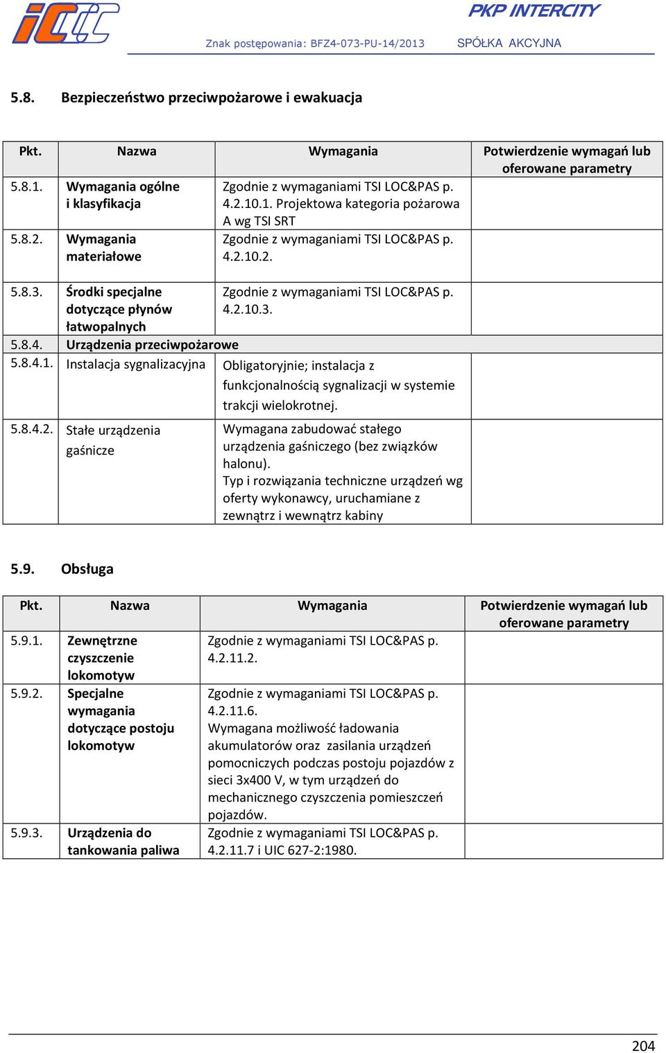 5.8.4.2. Stałe urządzenia gaśnicze Wymagana zabudować stałego urządzenia gaśniczego (bez związków halonu).