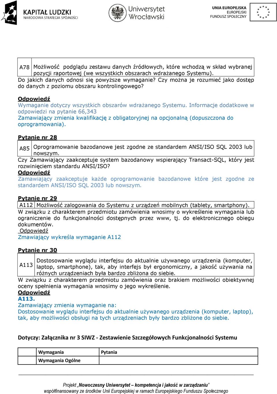 Informacje dodatkowe w odpowiedzi na pytanie 66,343 Zamawiający zmienia kwalifikację z obligatoryjnej na opcjonalną (dopuszczona do oprogramowania).