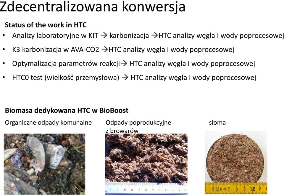 parametrów reakcji HTC analizy węgla i wody poprocesowej HTC0 test (wielkość przemysłowa) HTC analizy węgla i