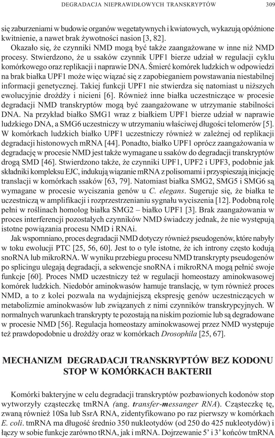 Œmieræ komórek ludzkich w odpowiedzi na brak bia³ka UPF1 mo e wiêc wi¹zaæ siê z zapobieganiem powstawania niestabilnej informacji genetycznej.