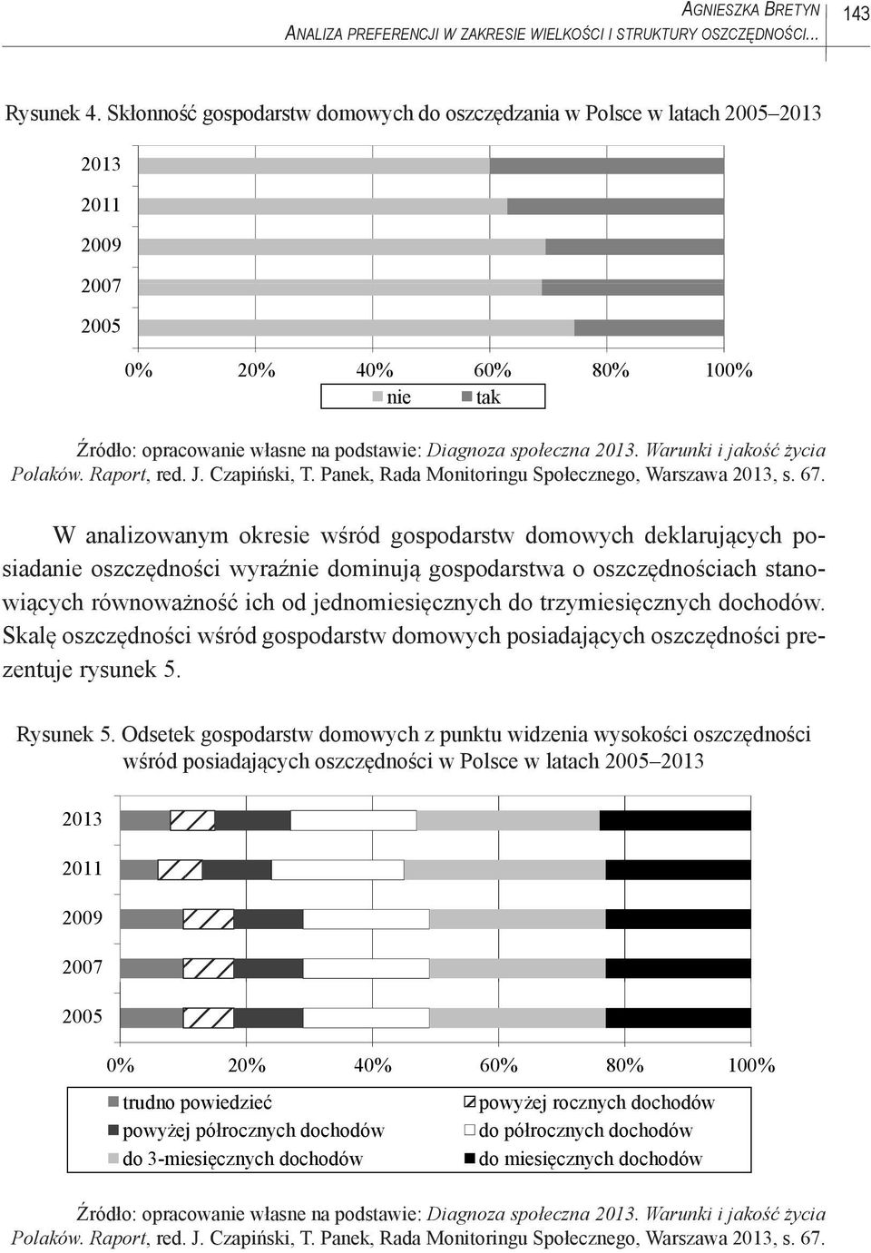 Warunki i jakość życia Polaków. Raport, red. J. Czapiński, T. Panek, Rada Monitoringu Społecznego, Warszawa 2013, s. 67.