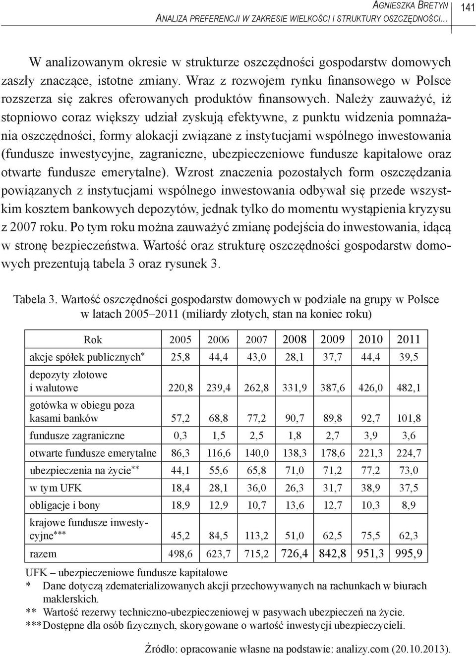 Należy zauważyć, iż stopniowo coraz większy udział zyskują efektywne, z punktu widzenia pomnażania oszczędności, formy alokacji związane z instytucjami wspólnego inwestowania (fundusze inwestycyjne,