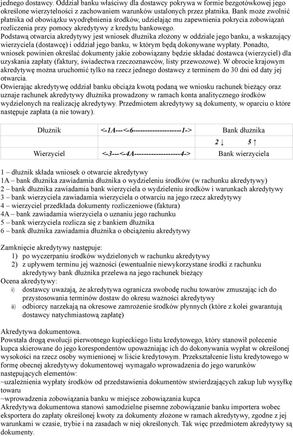 Podstawą otwarcia akredytywy jest wniosek dłużnika złożony w oddziale jego banku, a wskazujący wierzyciela (dostawcę) i oddział jego banku, w którym będą dokonywane wypłaty.