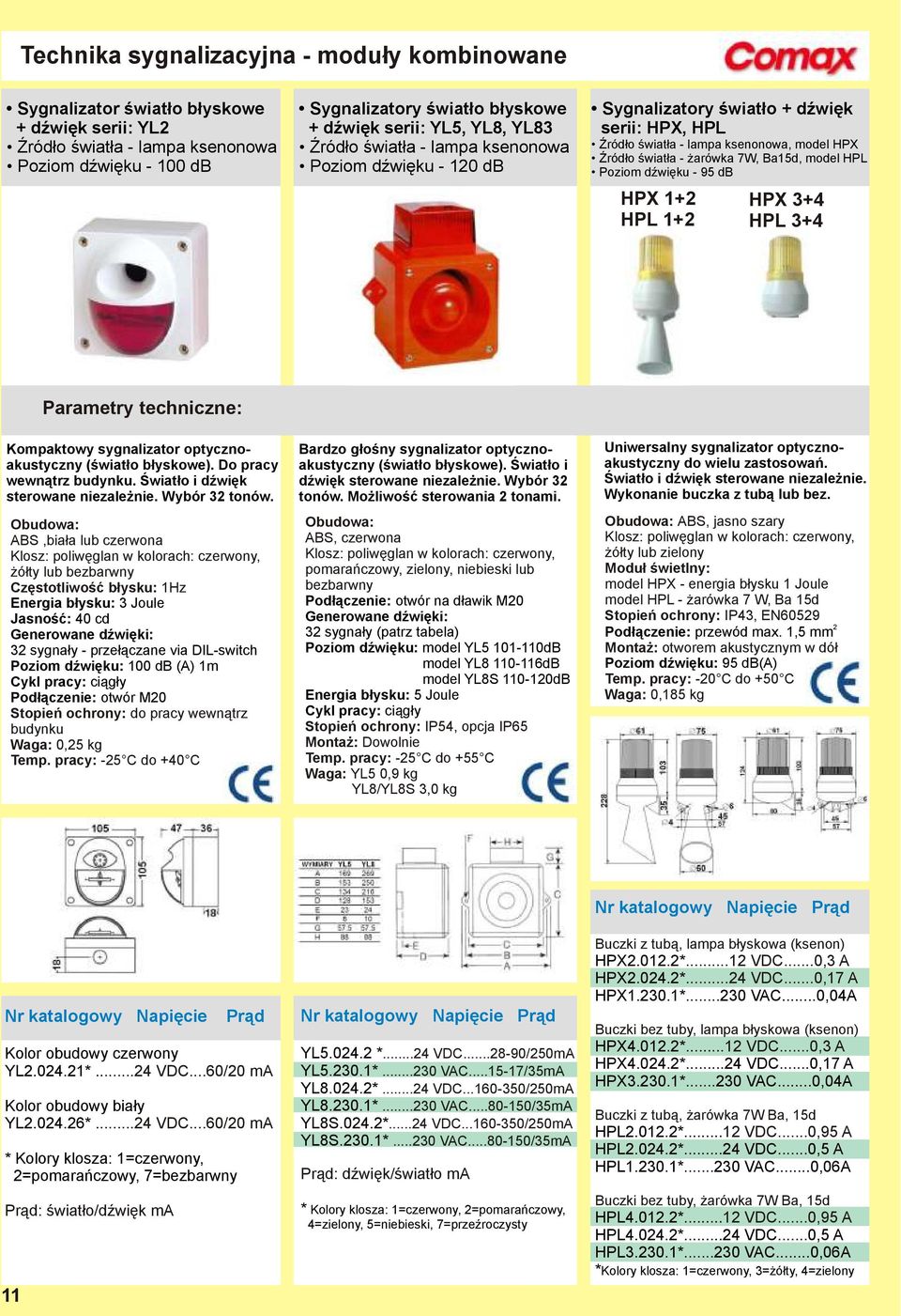 model HPL Poziom dźwięku - 95 db HPX 1+ HPL 1+ HPX 3+4 HPL 3+4 Kompaktowy sygnalizator optycznoakustyczny (światło błyskowe). Do pracy wewnątrz budynku. Światło i dźwięk sterowane niezależnie.