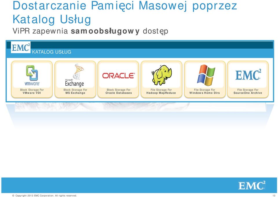 Block Storage For VMware VDI Block Storage For MS Exchange Block Storage For Oracle Databases