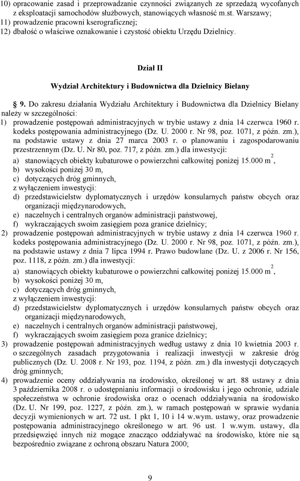 Dział II Wydział Architektury i Budownictwa dla Dzielnicy Bielany 9.