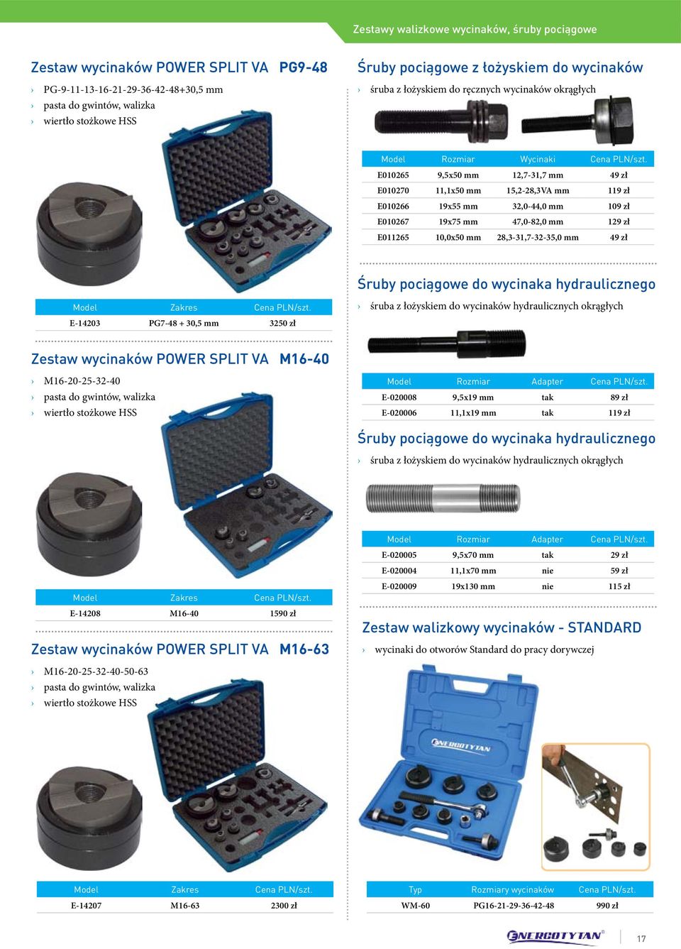 E010265 9,5x50 mm 12,7-31,7 mm 49 zł E010270 11,1x50 mm 15,2-28,3VA mm 119 zł E010266 19x55 mm 32,0-44,0 mm 109 zł E010267 19x75 mm 47,0-82,0 mm 129 zł E011265 10,0x50 mm 28,3-31,7-32-35,0 mm 49 zł