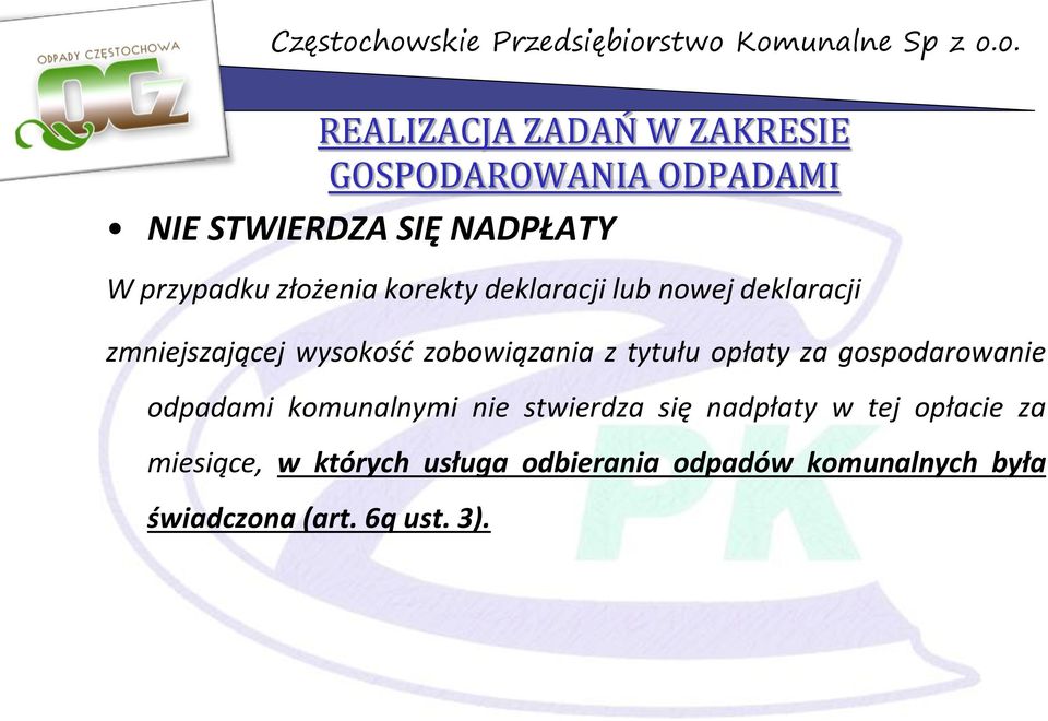 zobowiązania z tytułu opłaty za gospodarowanie odpadami komunalnymi nie stwierdza się nadpłaty w