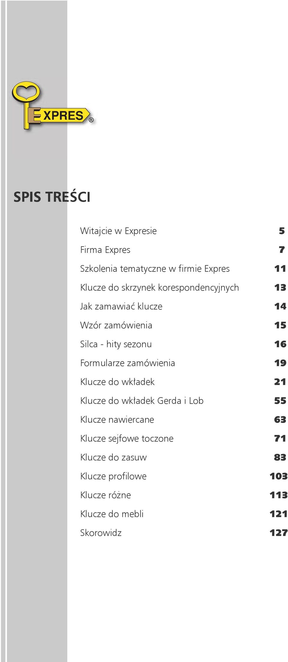 korespondencyjnych 13 Jak zamawia# klucze 14 Wzór zamówienia 15 Silca - hity sezonu 16 Formularze