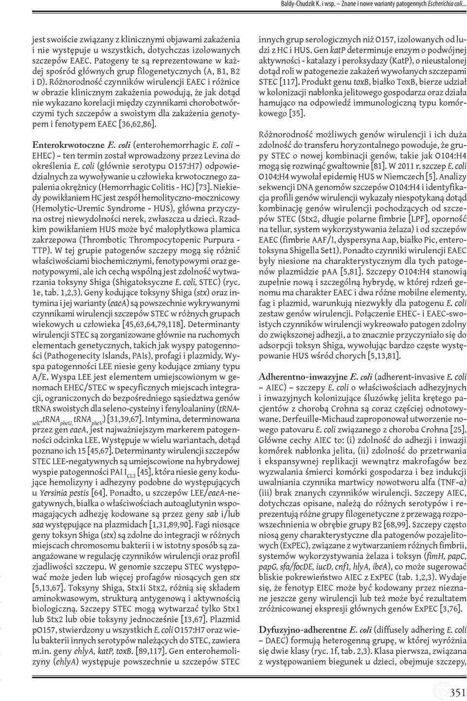 Różnorodność czynników wirulencji EAEC i różnice w obrazie klinicznym zakażenia powodują, że jak dotąd nie wykazano korelacji między czynnikami chorobotwórczymi tych szczepów a swoistym dla zakażenia