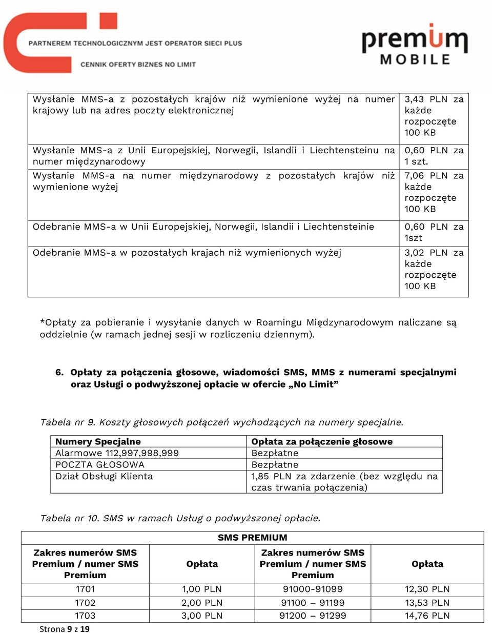 krajach niż wymienionych wyżej 3,43 PLN za każde rozpoczęte 100 KB 0,60 PLN za 1 szt.