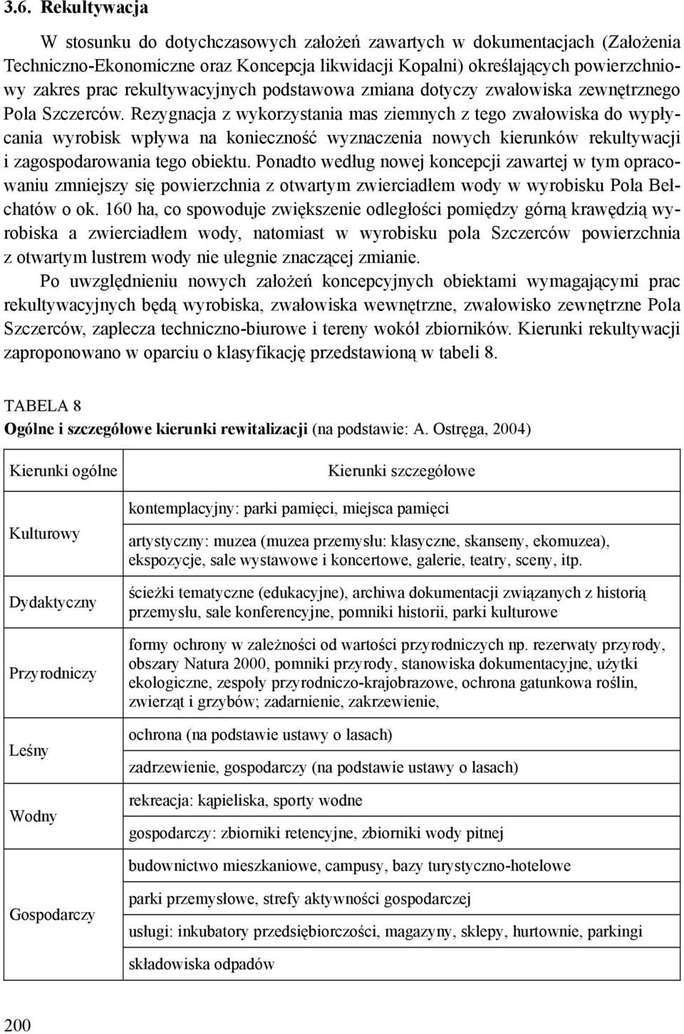 Rezygnacja z wykorzystania mas ziemnych z tego zwałowiska do wypłycania wyrobisk wpływa na konieczność wyznaczenia nowych kierunków rekultywacji i zagospodarowania tego obiektu.