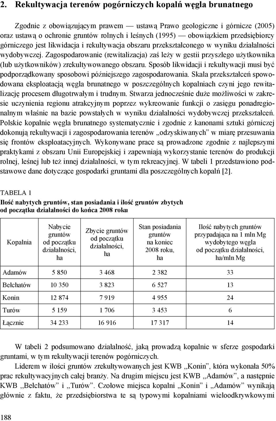 Zagospodarowanie (rewitalizacja) zaś leży w gestii przyszłego użytkownika (lub użytkowników) zrekultywowanego obszaru.
