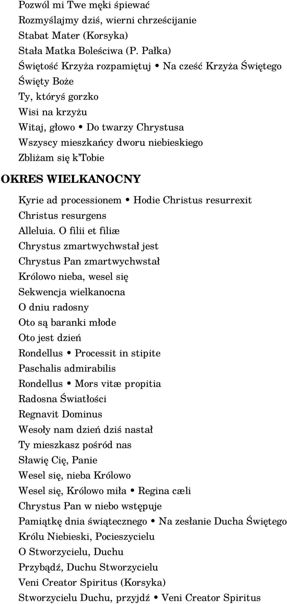OKRES WIELKANOCNY Kyrie ad processionem Hodie Christus resurrexit Christus resurgens Alleluia.