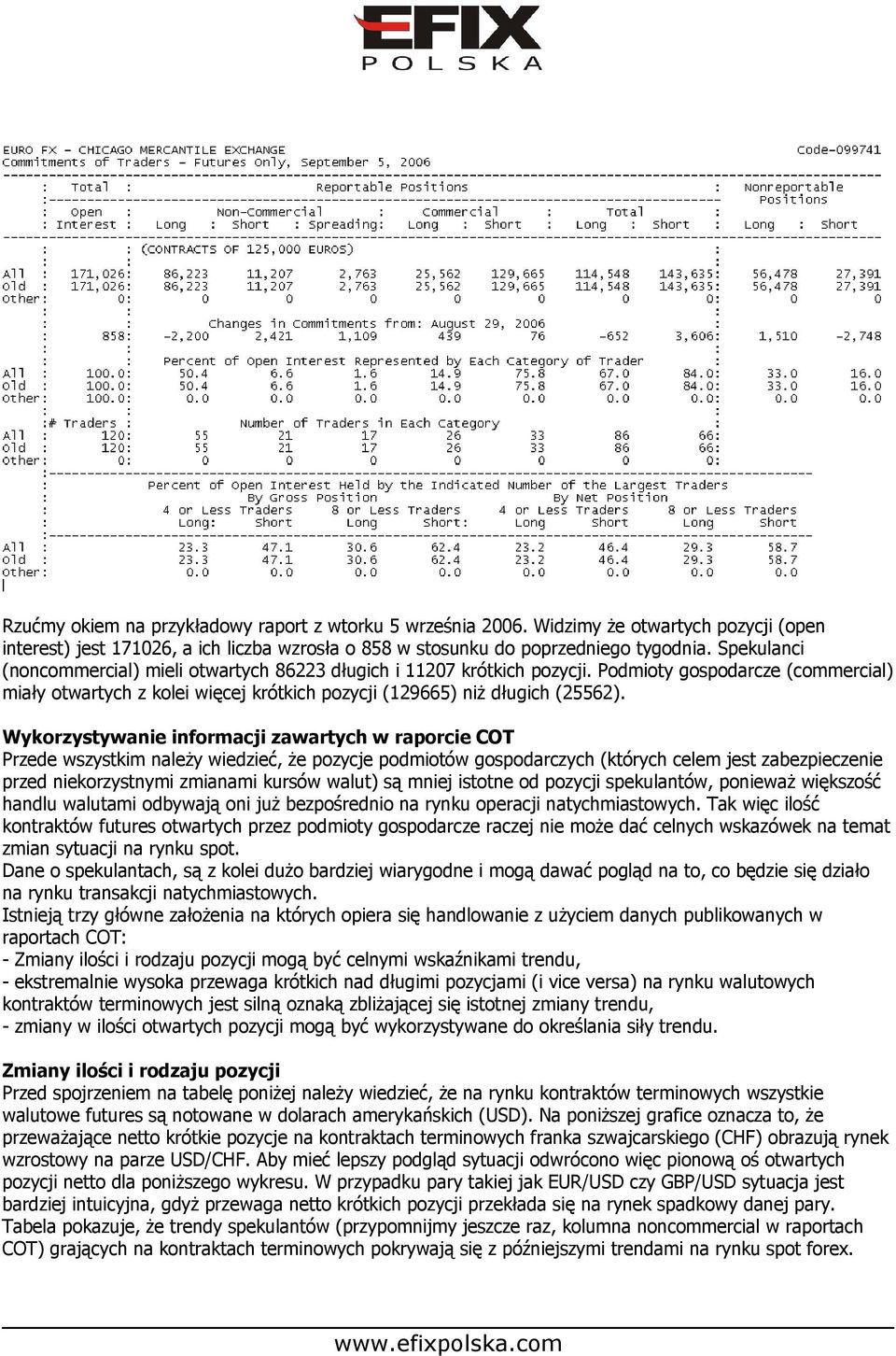 Wykorzystywanie informacji zawartych w raporcie COT Przede wszystkim należy wiedzieć, że pozycje podmiotów gospodarczych (których celem jest zabezpieczenie przed niekorzystnymi zmianami kursów walut)