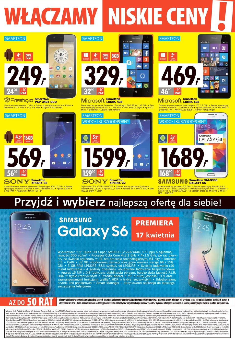802.11 b/g/n Aparat 2 MPix Bluetooth Czytnik kart pamięci SMARTFON WODO- I KURZOODPORNY 5" EKRAN Phone DOTYKOWY 469, 46 90 Smartfon LUMIA 535 Czterordzeniowy procesor Snapdragon 200 1,2 GHz System