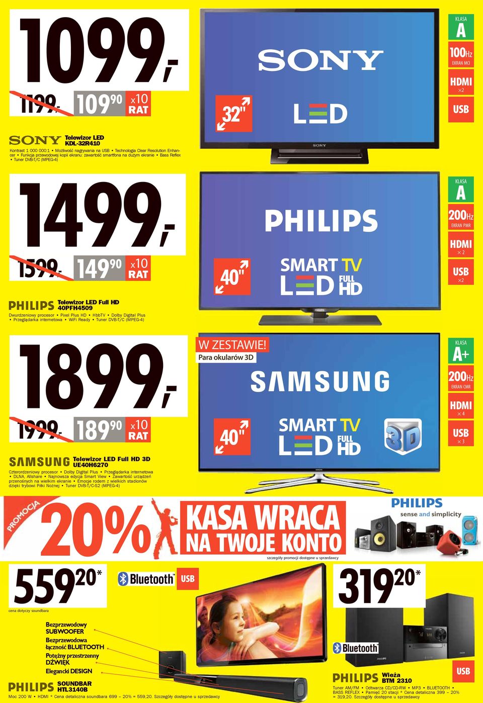 (MPEG-4) 32" 40" A 100Hz EKRAN MCI 2 A 200Hz EKRAN PMR 2 2 1899, 1999, Telewizor LED Full HD 3D UE40H6270 Czterordzeniowy procesor Dolby Digital Plus Przeglądarka internetowa DLNA, Allshare Najnowsza