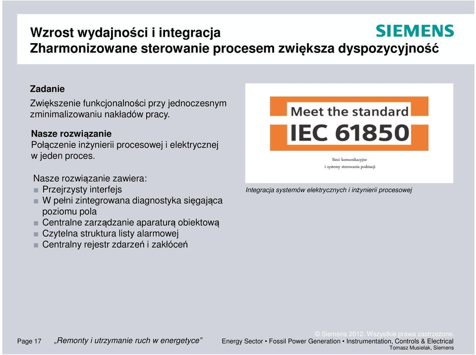 Nasze rozwiązanie zawiera: Przejrzysty interfejs W pełni zintegrowana diagnostyka sięgająca poziomu pola Centralne zarządzanie aparaturą obiektową Czytelna struktura listy