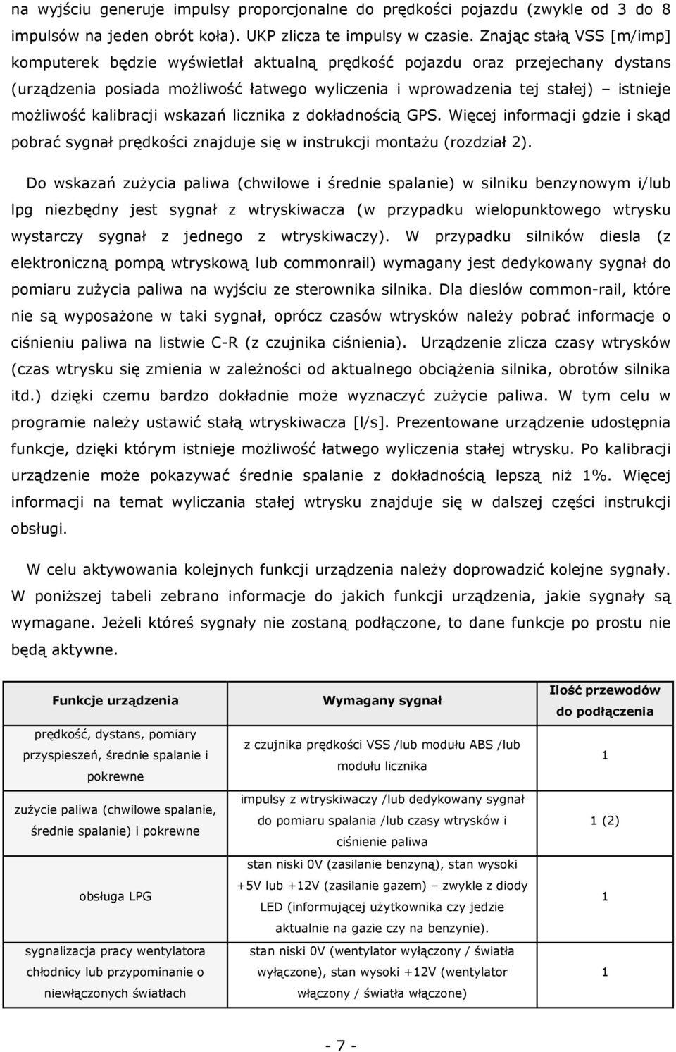 kalibracji wskazań licznika z dokładnością GPS. Więcej informacji gdzie i skąd pobrać sygnał prędkości znajduje się w instrukcji montażu (rozdział 2).