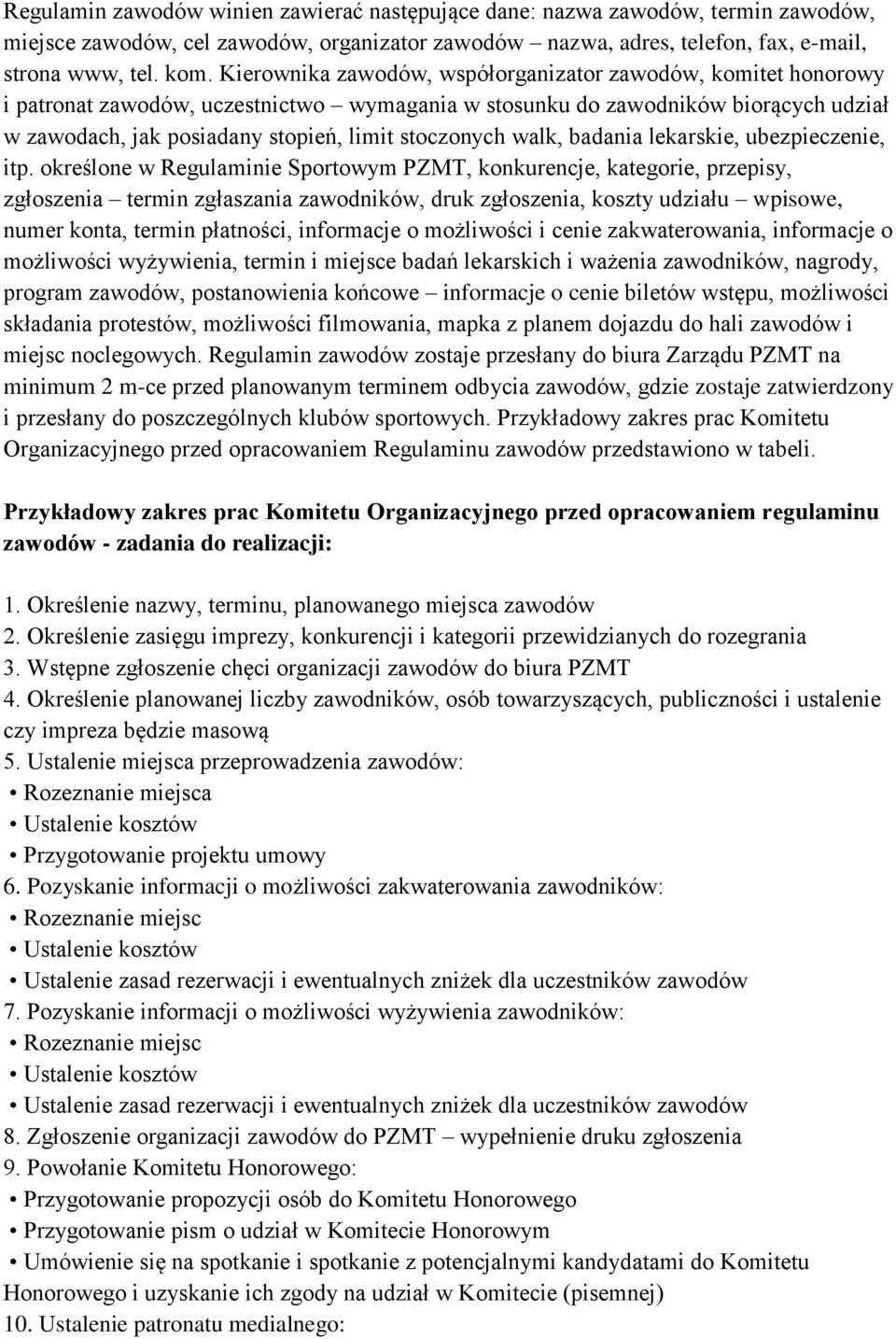 walk, badania lekarskie, ubezpieczenie, itp.