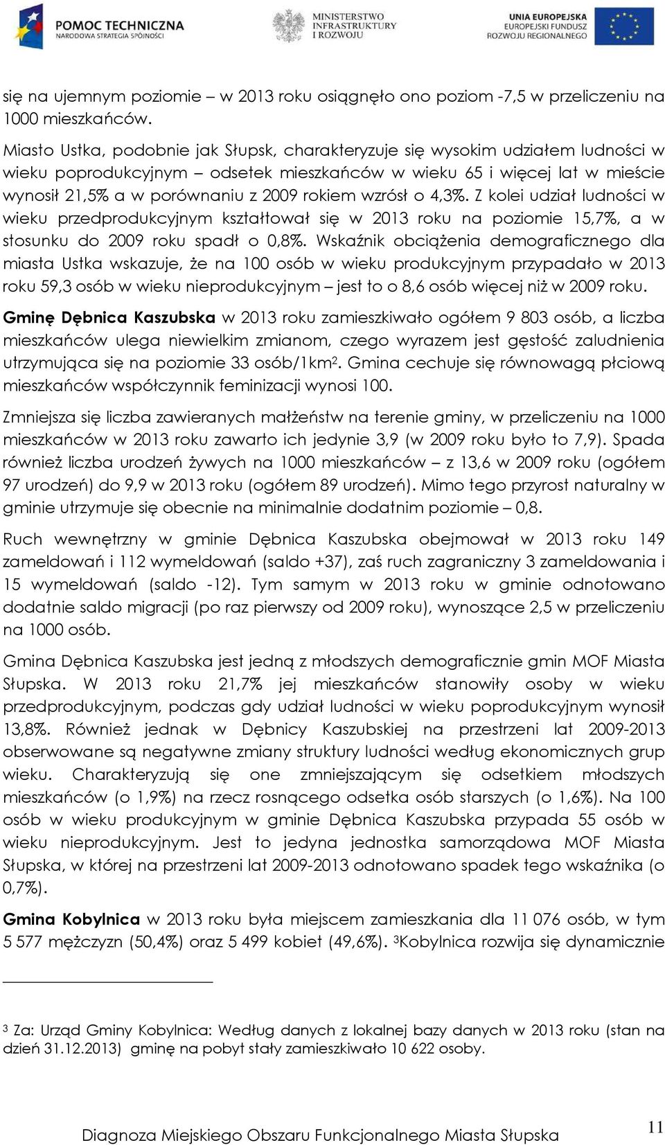wzrósł o 4,3%. Z kolei udział ludności w wieku przedprodukcyjnym kształtował się w 2013 roku na poziomie 15,7%, a w stosunku do 2009 roku spadł o 0,8%.