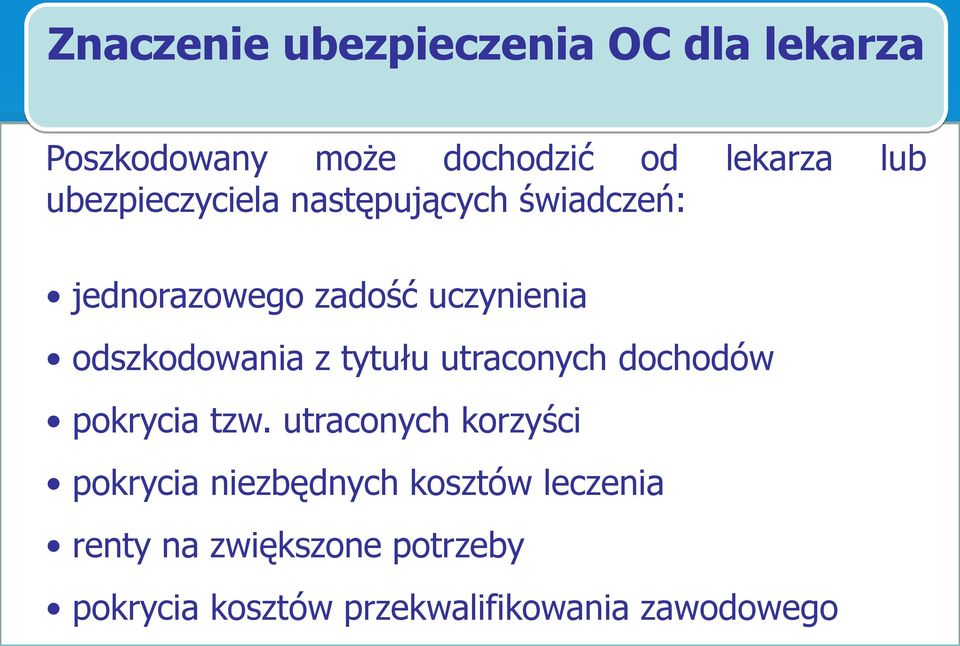 z tytułu utraconych dochodów pokrycia tzw.