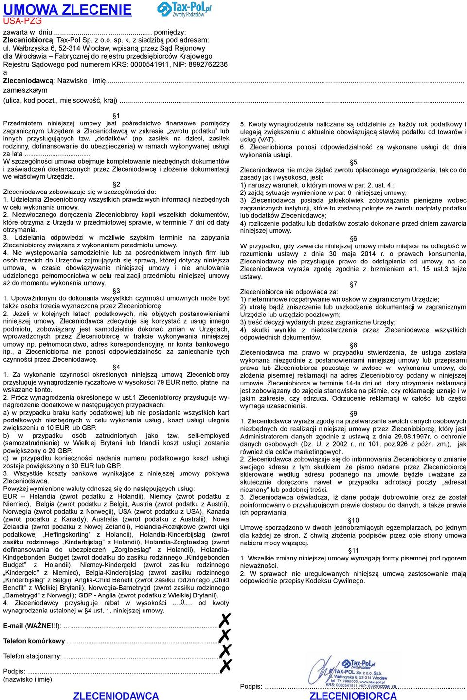 Nazwisko i imię... zamieszkałym (ulica, kod poczt., miejscowość, kraj).