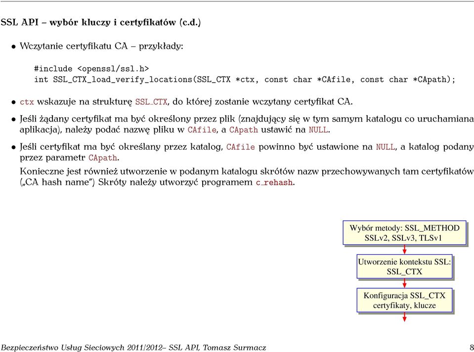 Jeśli żądany certyfikat ma być określony przez plik (znajdujący się w tym samym katalogu co uruchamiana aplikacja), należy podać nazwę pliku w CAfile, a CApath ustawić na NULL.