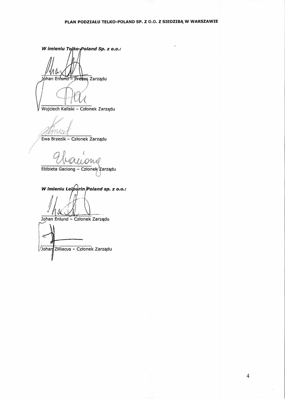 Cz łonek Zarządu El żbieta Gaciong - Cz łone t arządu W Imieniu