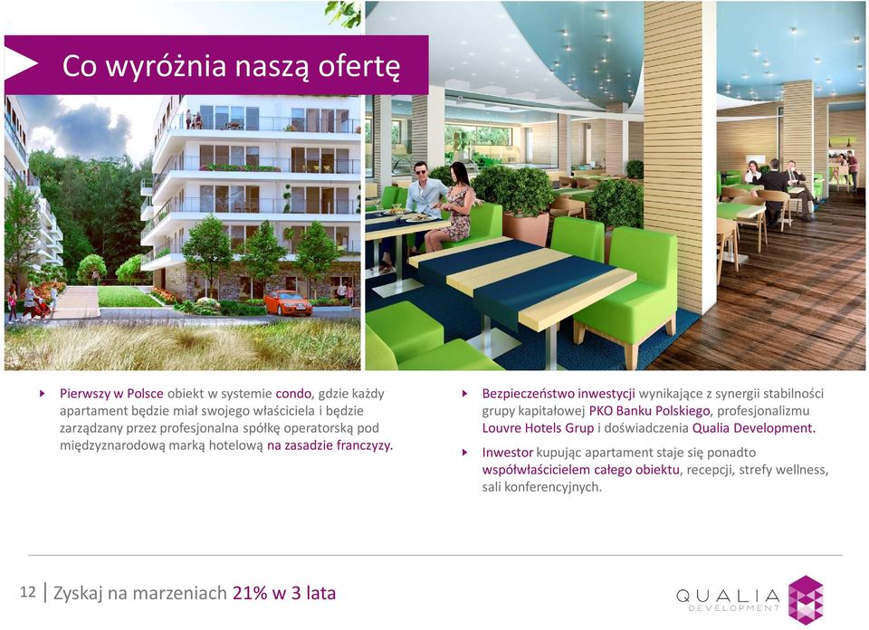 Bezpieczeństwo inwestycji wynikające z synergii stabilności grupy kapitałowej PKO Banku Polskiego, profesjonalizmu Louvre Hotels Grup i