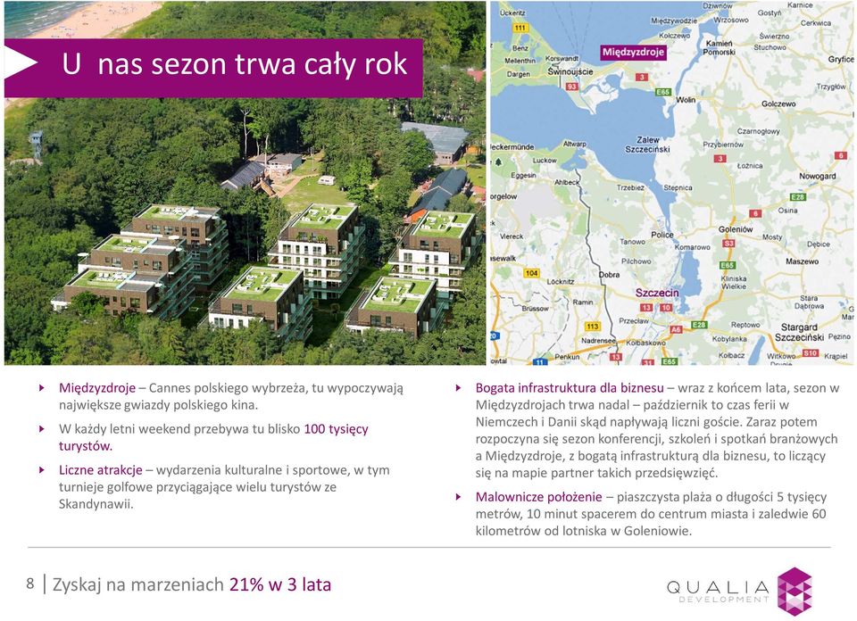 Bogata infrastruktura dla biznesu wraz z końcem lata, sezon w Międzyzdrojach trwa nadal październik to czas ferii w Niemczech i Danii skąd napływają liczni goście.