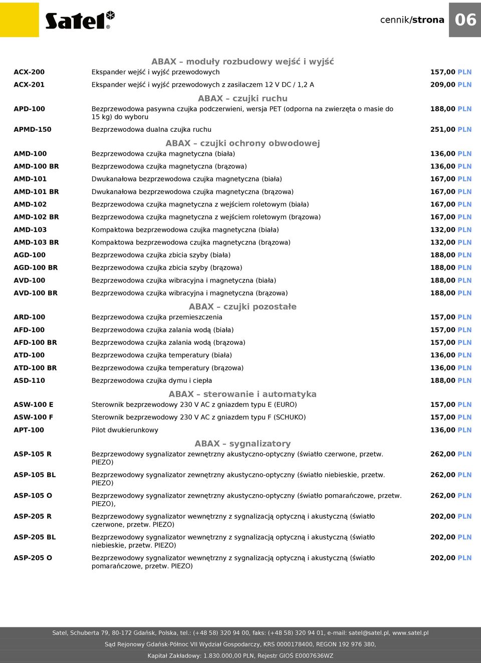 ASP-105 R ASP-105 BL ASP-105 O ASP-205 R ASP-205 BL ASP-205 O ABAX czujki ruchu Bezprzewodowa pasywna czujka podczerwieni, wersja PET (odporna na zwierzęta o masie do 15 kg) do wyboru Bezprzewodowa