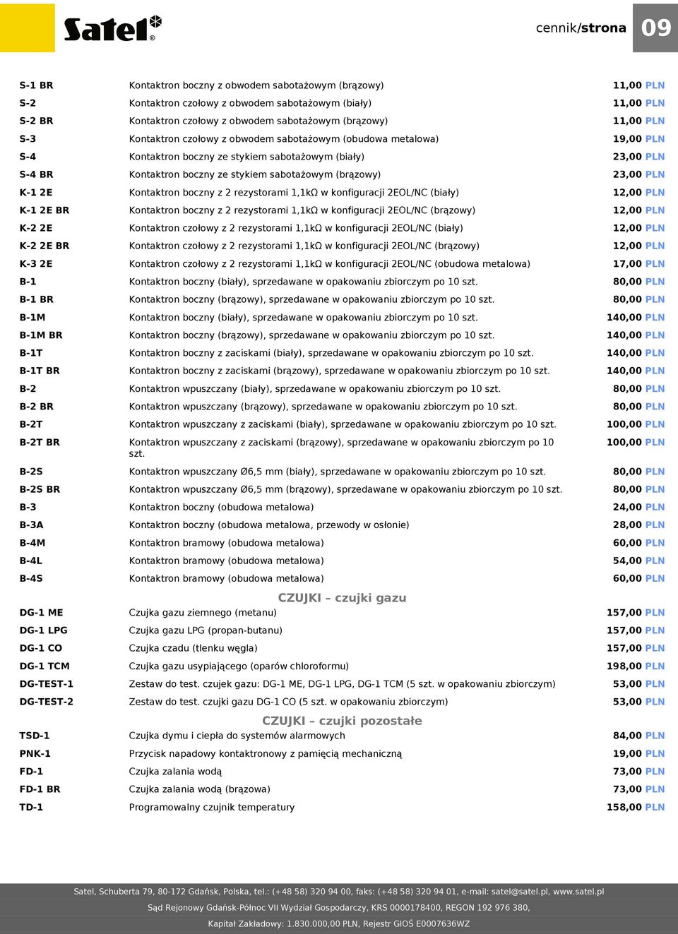 Kontaktron boczny z 2 rezystorami 1,1kΩ w konfiguracji 2EOL/NC (biały) 12,00 PLN K-1 2E BR Kontaktron boczny z 2 rezystorami 1,1kΩ w konfiguracji 2EOL/NC (brązowy) 12,00 PLN K-2 2E Kontaktron czołowy
