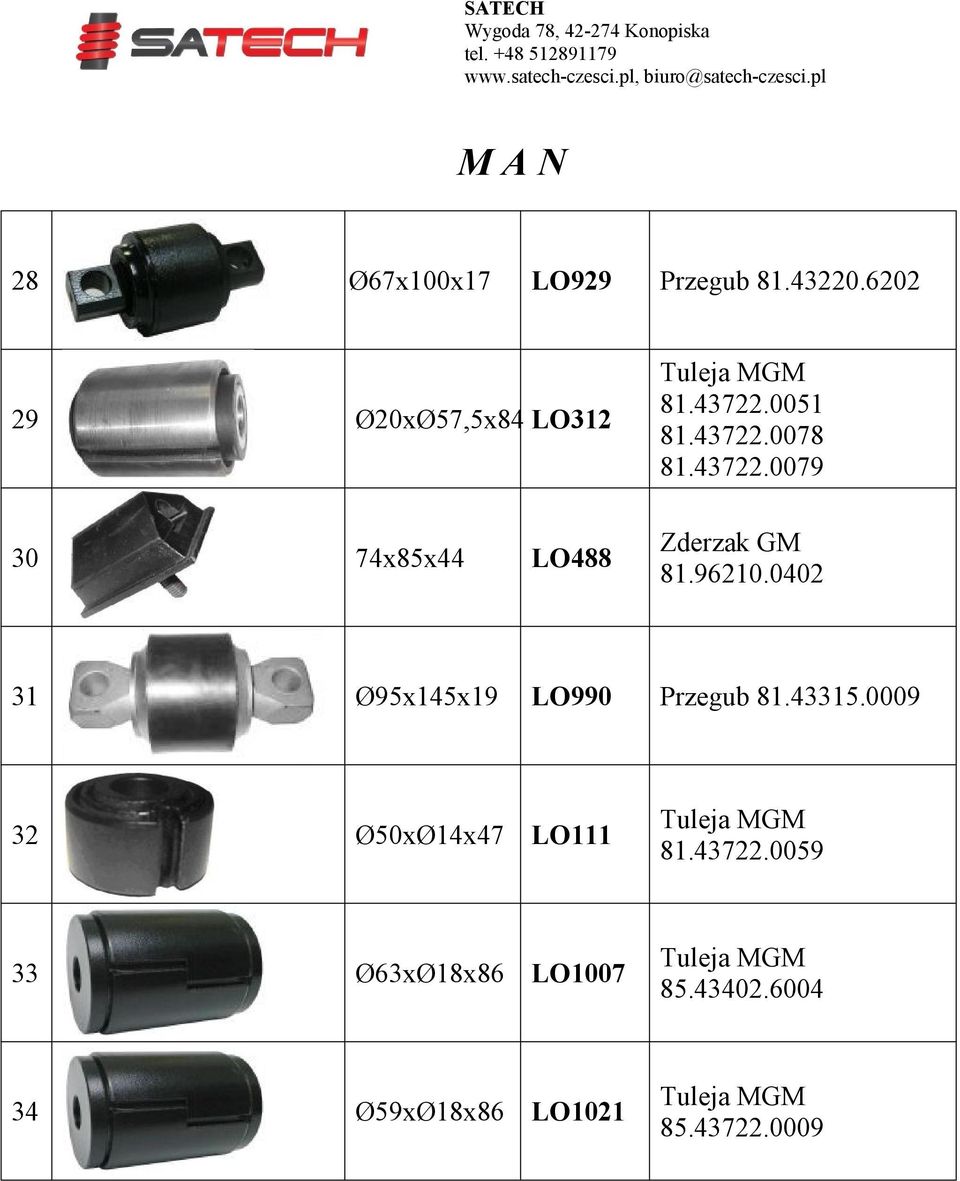43722.0079 Zderzak GM 81.96210.0402 31 Ø95x145x19 LO990 Przegub 81.43315.