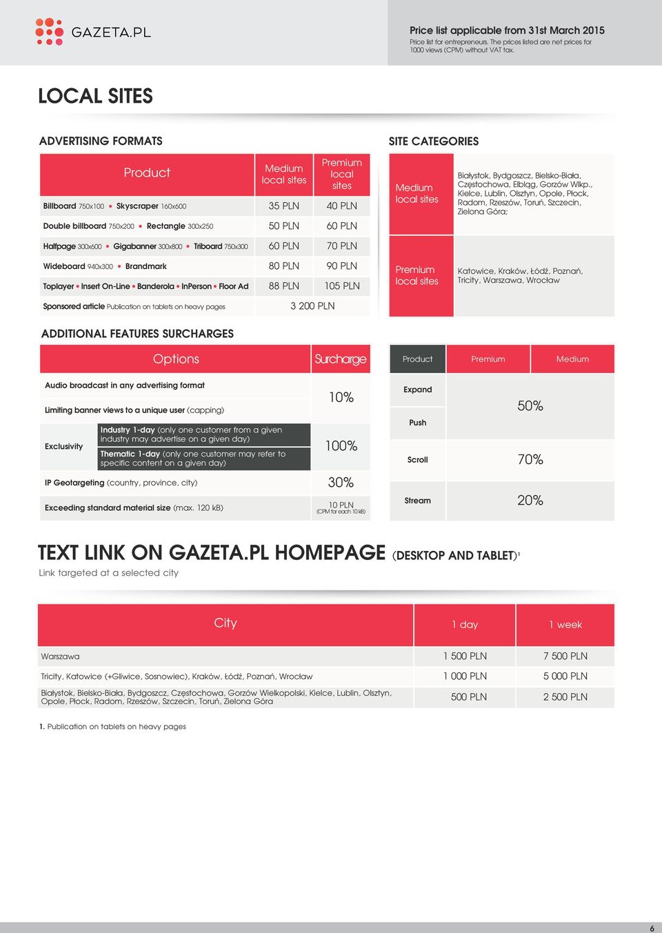 sites local sites Białystok, Bydgoszcz, Bielsko-Biała, Częstochowa, Elbląg, Gorzów Wlkp.