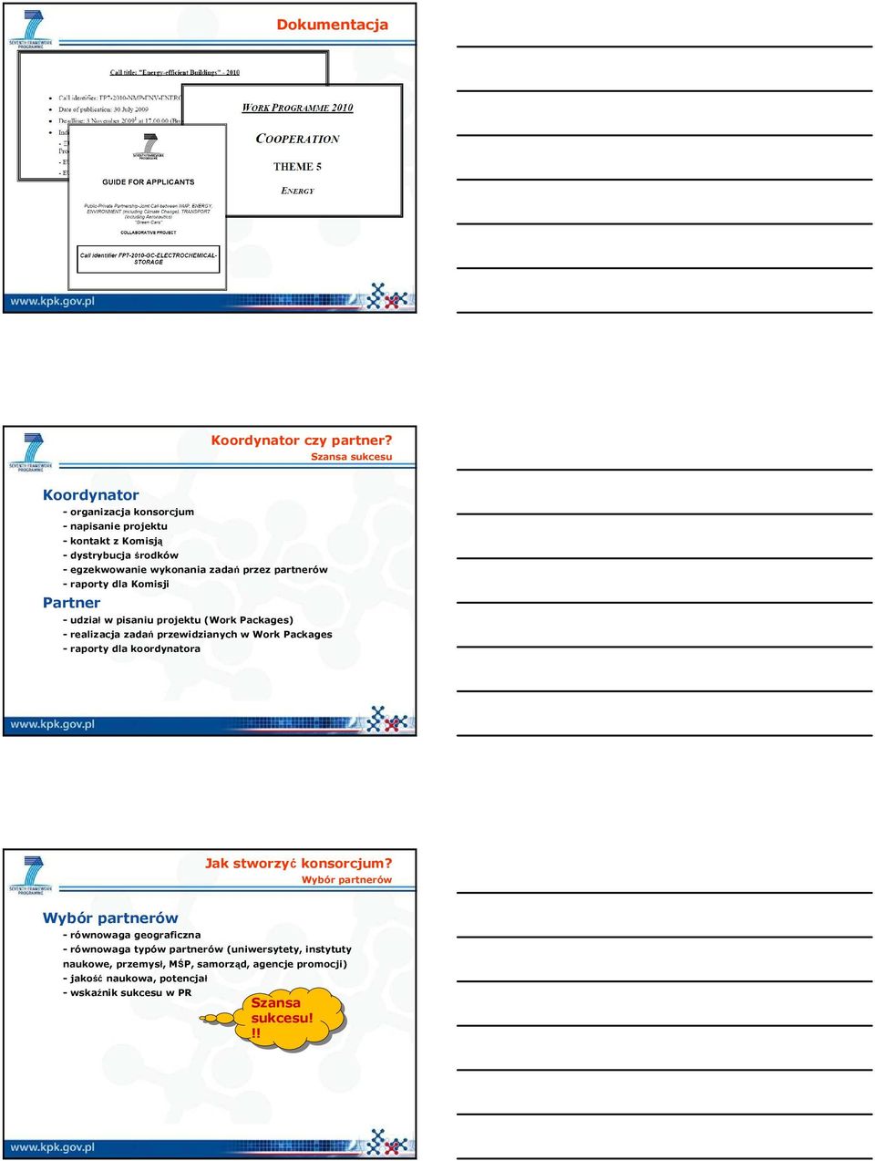 partnerów - raporty dla Komisji Partner - udział w pisaniu projektu (Work Packages) - realizacja zadań przewidzianych w Work Packages - raporty dla
