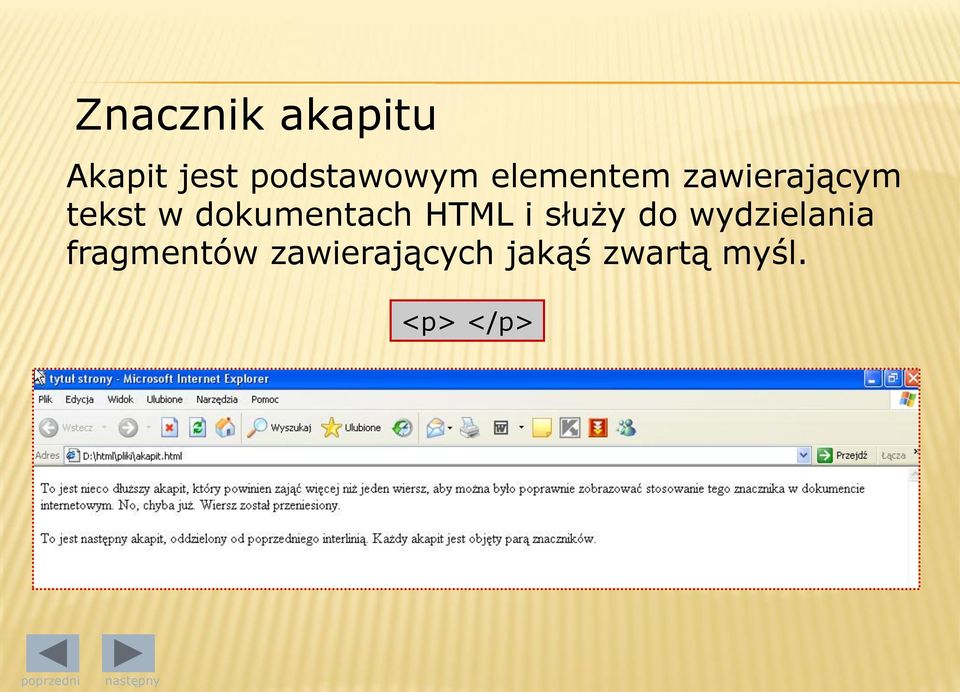 dokumentach HTML i służy do wydzielania