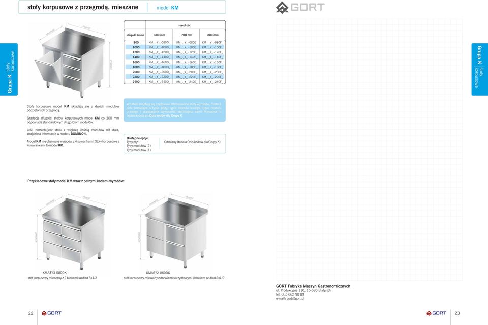 _Y_.-140F_ KM_._Y_.-160F_ KM_._Y_.-180F_ KM_._Y_.-200F_ KM_._Y_.-220F_ KM_._Y_.-240F_ Grupa K stoły korpusowe Stoły korpusowe model KM składają się z dwóch modułów oddzielonych przegrodą.