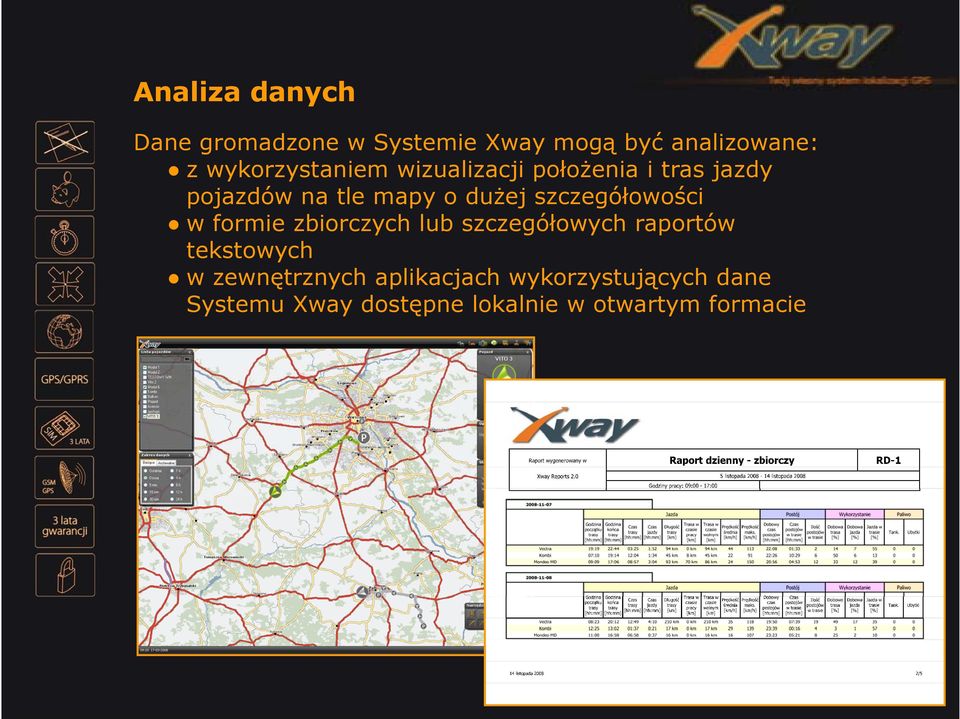 szczegółowości w formie zbiorczych lub szczegółowych raportów tekstowych w