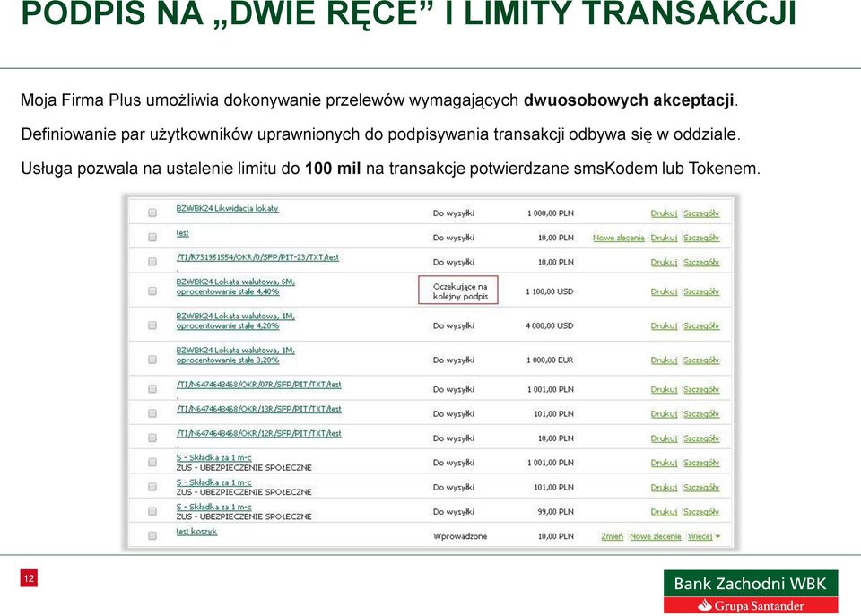 Definiowanie par użytkowników uprawnionych do podpisywania transakcji odbywa