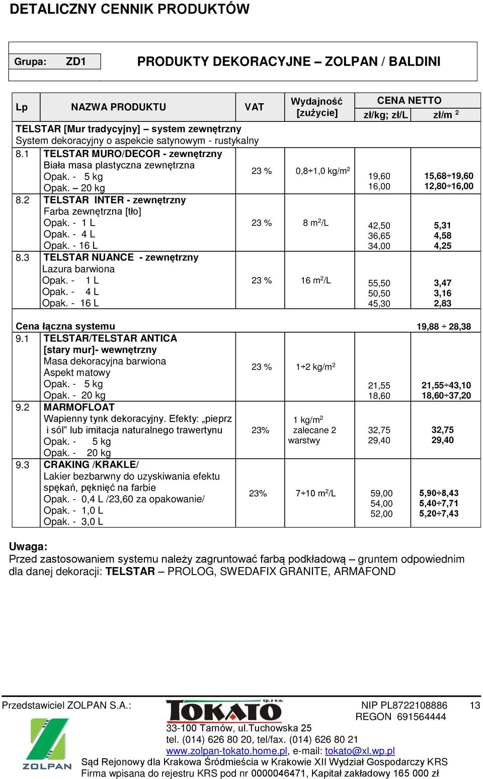 3 TELSTAR NUANCE - zewnętrzny Lazura barwiona Opak. - 4 L Opak.