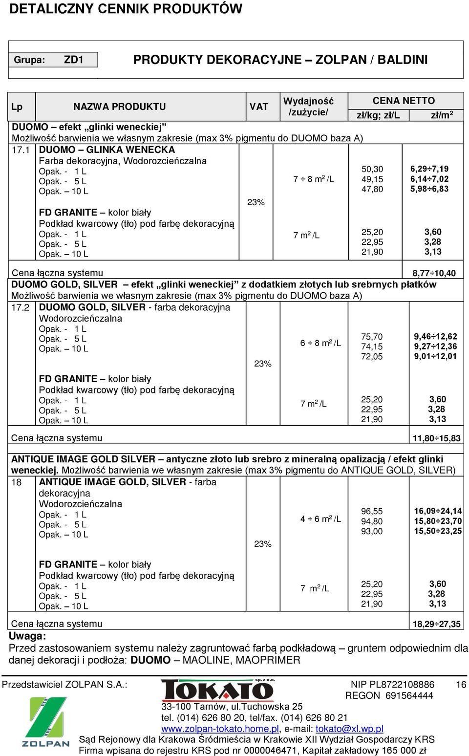 10 L FD GRANITE kolor biały Podkład kwarcowy (tło) pod farbę dekoracyjną Opak. - 5 L Opak.