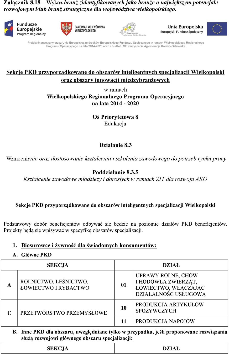 Oś Priorytetowa 8 Edukacja Działanie 8.3 