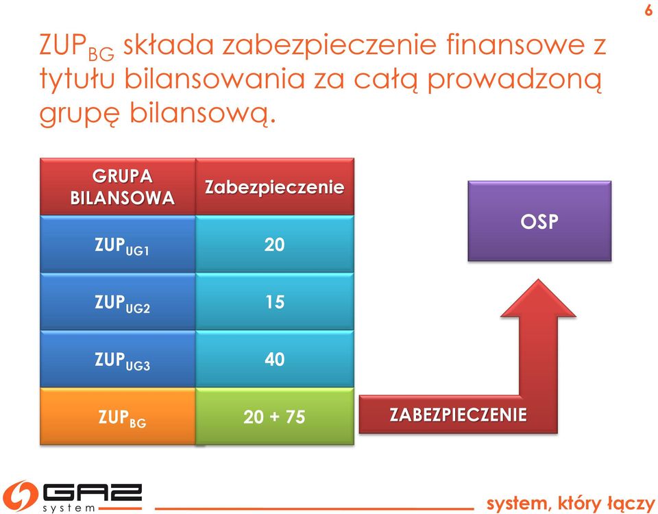 6 GRUPA BILANSOWA ZUP UG1 Zabezpieczenie 20 OSP