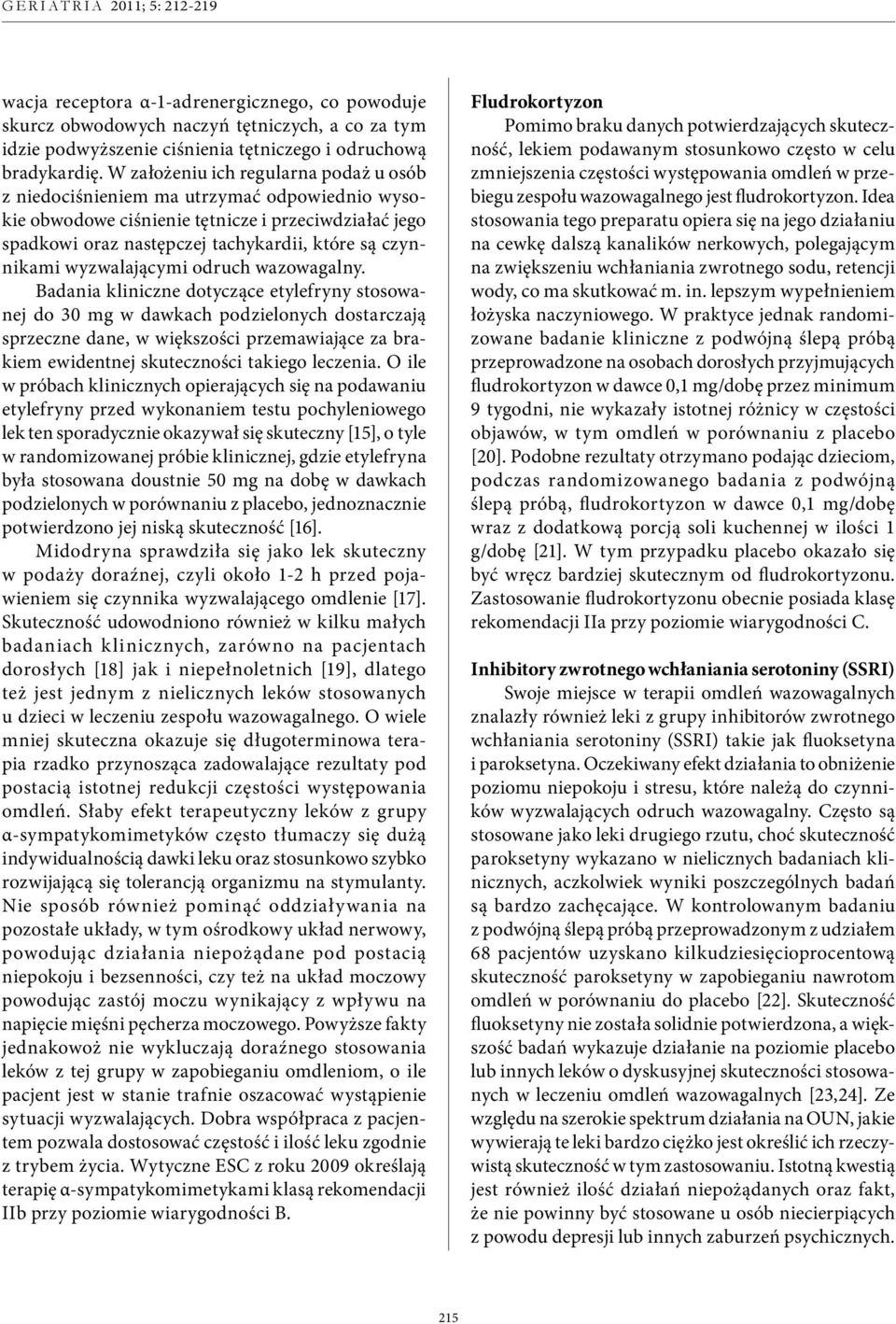 wyzwalającymi odruch wazowagalny.