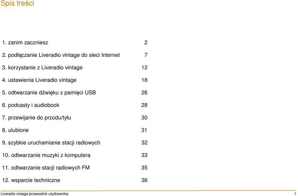 podcasty i audiobook 28 7. przewijanie do przodu/tyłu 30 8. ulubione 31 9.
