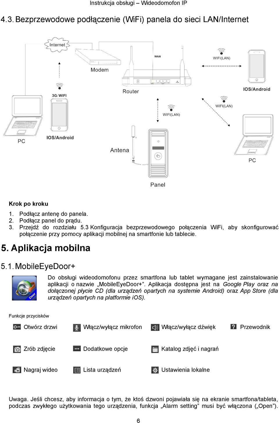MobileEyeDoor+ Do obsługi wideodomofonu przez smartfona lub tablet wymagane jest zainstalowanie aplikacji o nazwie MobileEyeDoor+.