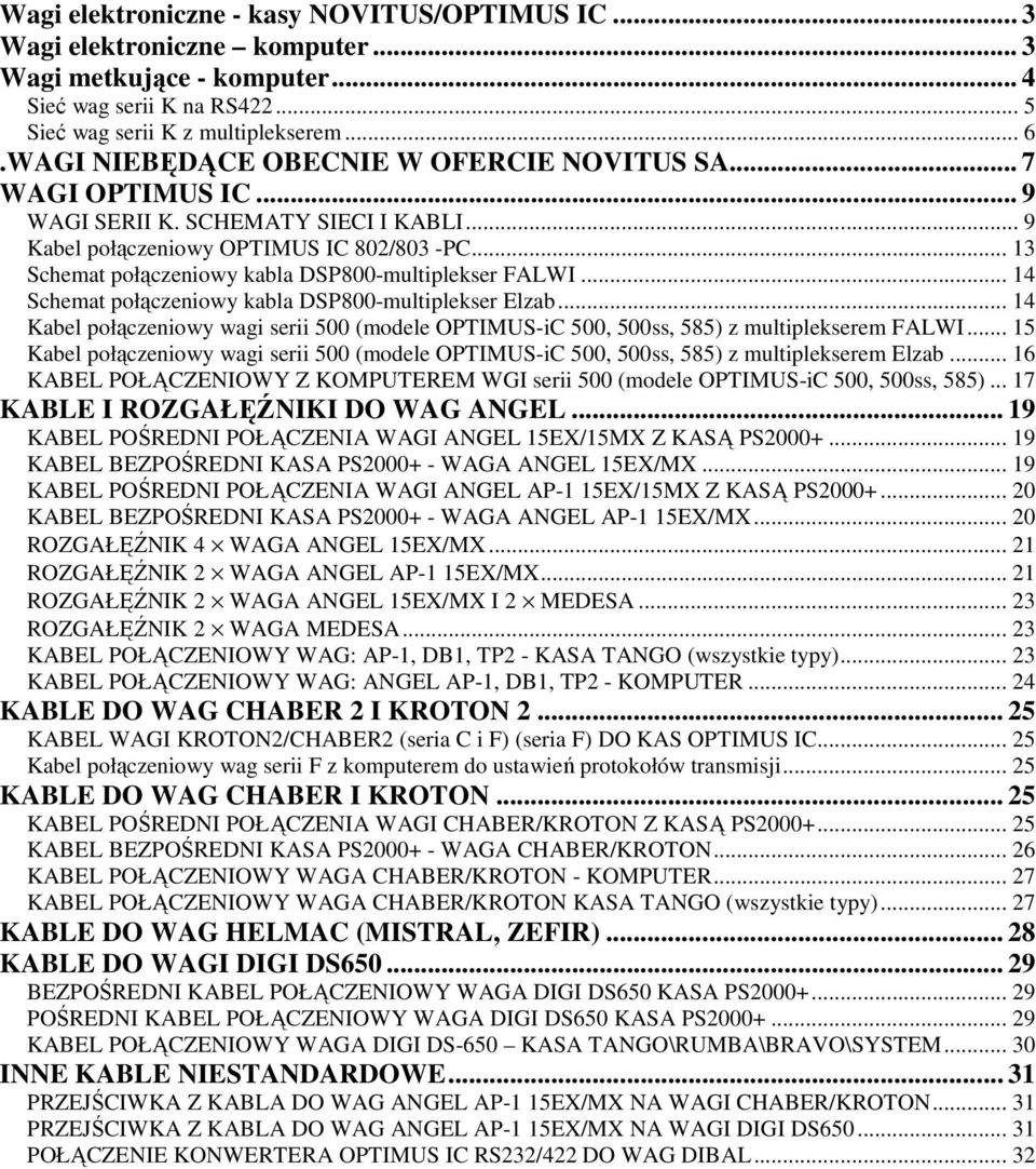 .. 1 Schemat połączeniowy kabla DSP800-multiplekser FALWI... 14 Schemat połączeniowy kabla DSP800-multiplekser Elzab.